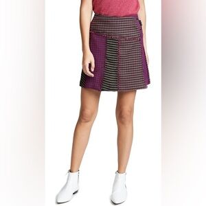 TANYA TAYLOR Maya Skirt Houndstooth Mini Skirt Women’s Size 4 Hot Pink Academia